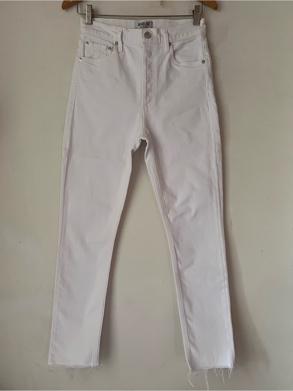 AGOLDE Nico High-Rise Slim Fit in White Sz 26 Raw Hem
